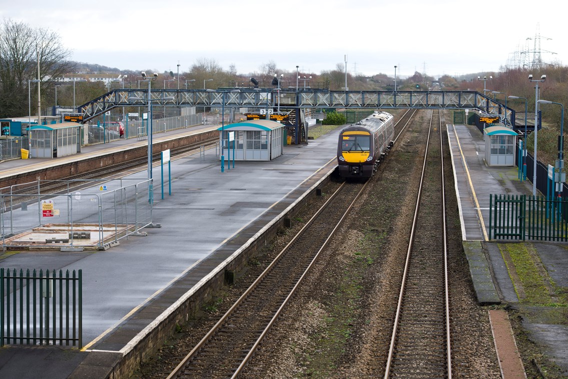 The installation of a new stepped-footbridge with ramps at Severn Tunnel Junction station means that for the first time passengers will have a step-free route between all four platforms.: The installation of a new stepped-footbridge with ramps at Severn Tunnel Junction station means that for the first time passengers will have a step-free route between all four platforms.