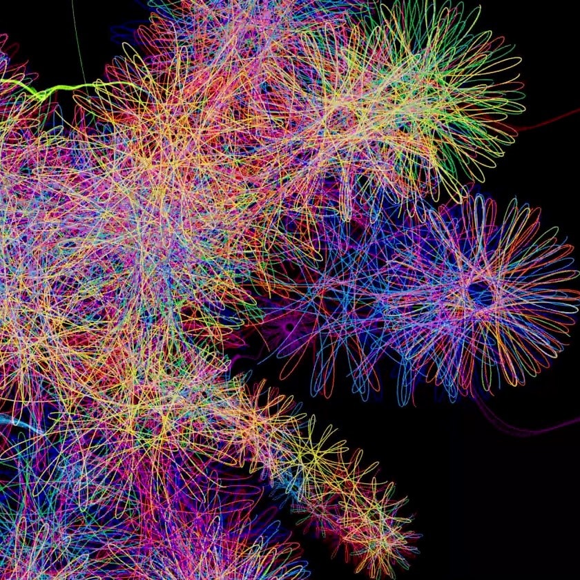 Light Night: Spirograph Reimagined: Spirograph Reimagined, created by artists Lesley Halliwell and William Card, will celebrate 60 years since Denys Fisher invented the hugely popular drawing device, which uses geometric patterns to create elaborate spiral drawings. © Halliwell & Card