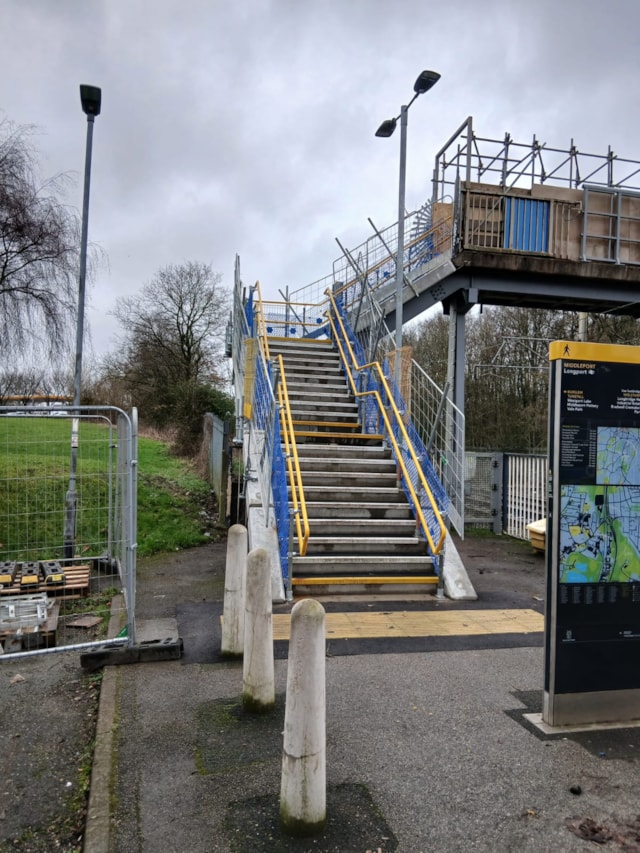 Longport station footbridge open: Longport station footbridge open