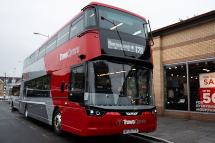 Deputy Minister for Transport Mark Hooper at the launch of 30 new TrawsCymru buses in Aberystwyth-5