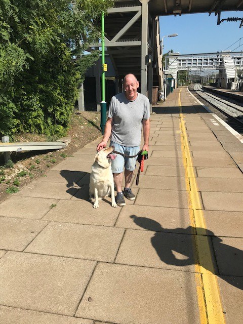 Asha the dog with owner David James