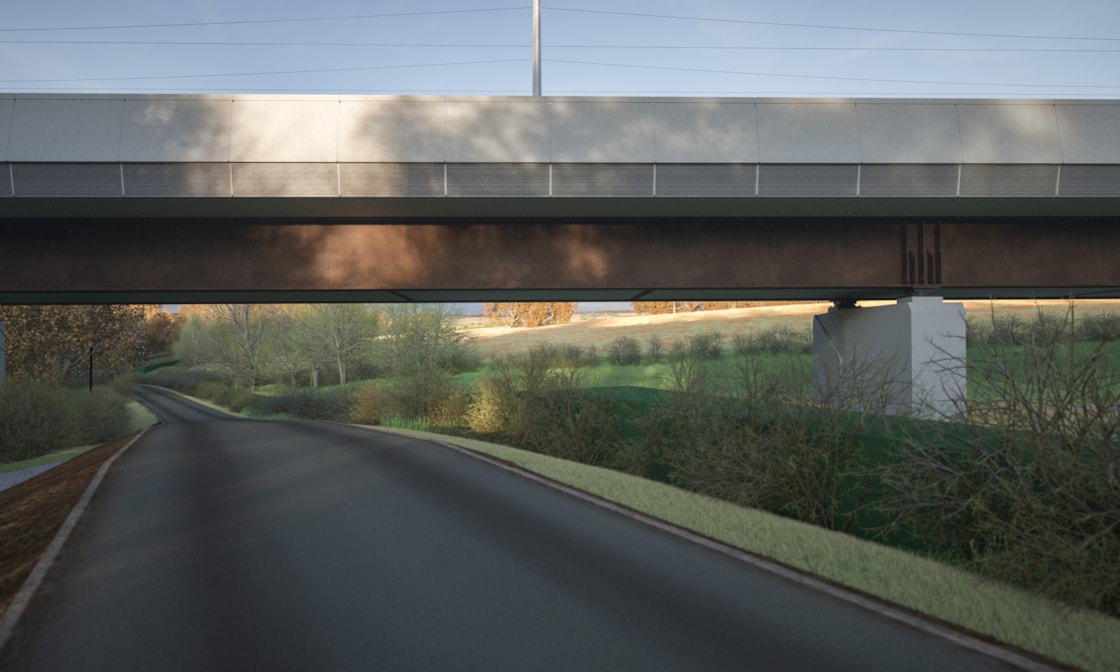 Visualisation of the Lower Thorpe viaduct crossing Banbury Lane