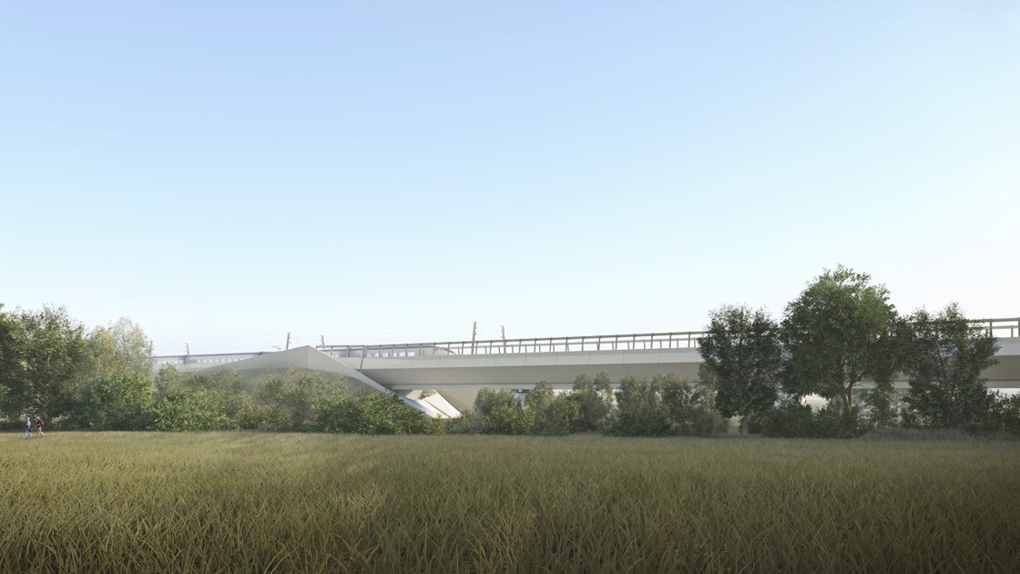 Colne Valley Viaduct south abutment CGI
