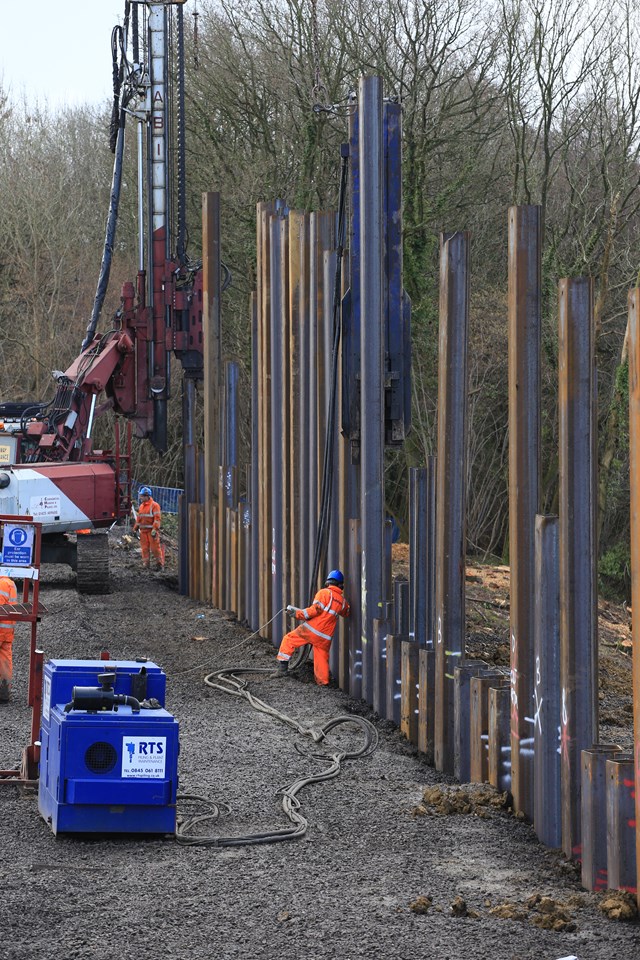 Work underway at the Botley landslip site: Work underway at the Botley landslip site