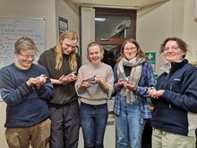 Species on the Edge - Orkney Nature Youth Collective with their little tern decoys - credit Sam Stringer: Species on the Edge - Orkney Nature Youth Collective with their little tern decoys - credit Sam Stringer