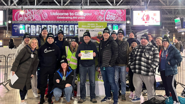 Rail industry partners and charity Railway Children raise over £90,000 to help vulnerable children: Glasgow Central station Big Station Sleepout 2025