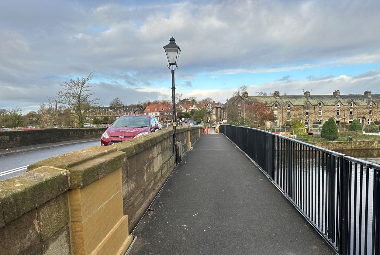 Otley Bridge footway after works 20 Nov 2025