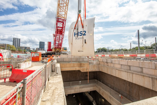 TBM Karen shield lift into Old Oak Common station box