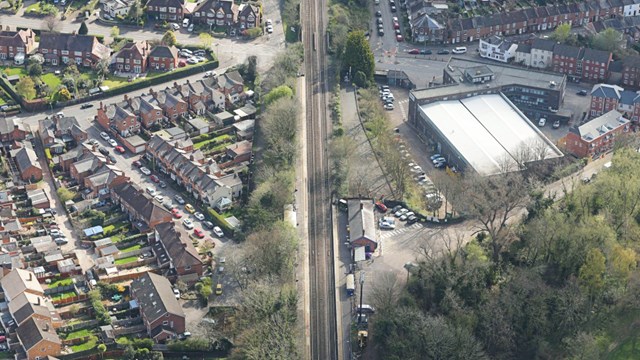 Warwick station aerial view - April 2020