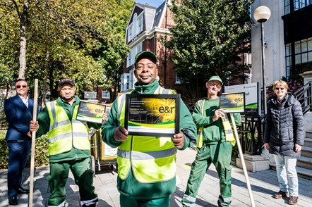 From left: John Mooteealoo (Islington Council's Head of Street Environment Services), runner-up Mohamed Abumaye, winner Andrew Blenman, runner-up Paul Smith, and Cllr Rowena Champion.