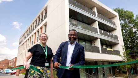 Cllr Jackson viewing the new blocks