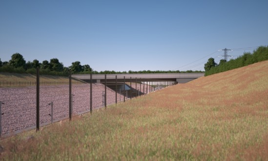 CGI showing Turweston green bridge from the side