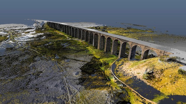 Laser and drone technology recreates Ribblehead viaduct like never before: Ribblehead CGI image still