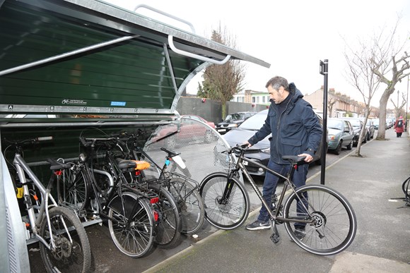 TfL Press Release - TfL investment to create nearly 8,000 new cycle parking spaces across London’s boroughs: TfL Image - Cycle parking hanger