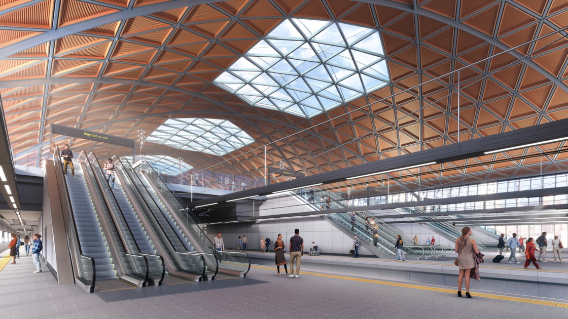 Curzon Street Station - platform view showing large rooflights