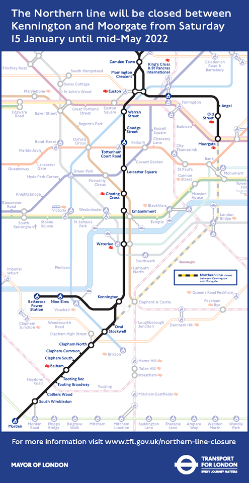 TfL Image - Northern line closure - closure map