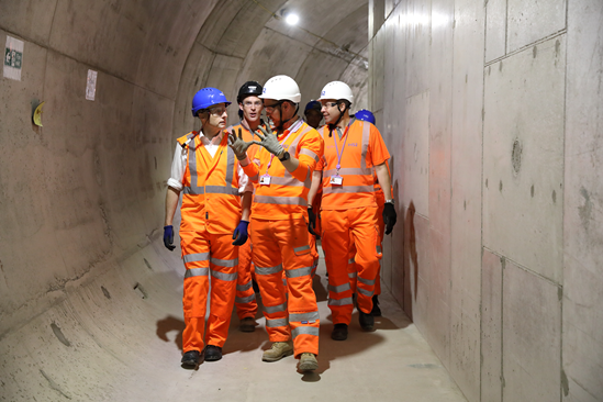 Rob Williams, MD JV, explains the construction of the tunnel to Andy Byford, Commissioner for Transport for London: Tags: Euston, tunnelling, construction, TfL

L-R (front row only) Andy Byford, Commissioner, Transport for London, Rob Williams, Senior Project Manager, MD JV