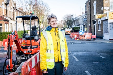 Cllr Rowena Champion, pictured in March 2020 as work began on the northern section of Cycleway 38