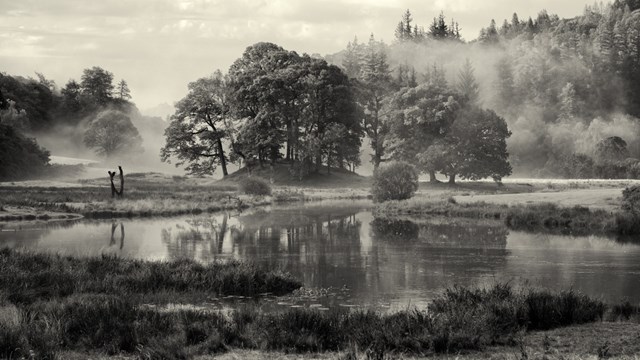 World-class photography showcased at Leeds station: Daybreak beside the River Brathay - B&W WINNER Credit - Miles Middlebrook