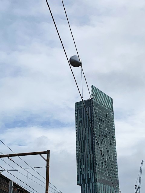 Balloon on the overhead lines in Manchester