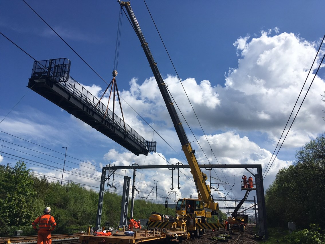 August works signal change for Scotland’s railway: 13 May Craning in new signal gantry 3