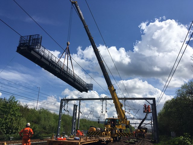 13 May Craning in new signal gantry 3
