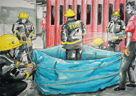 Local artist Niki Gibbs captures fire fighters at work for an exhibition at Islington Museum