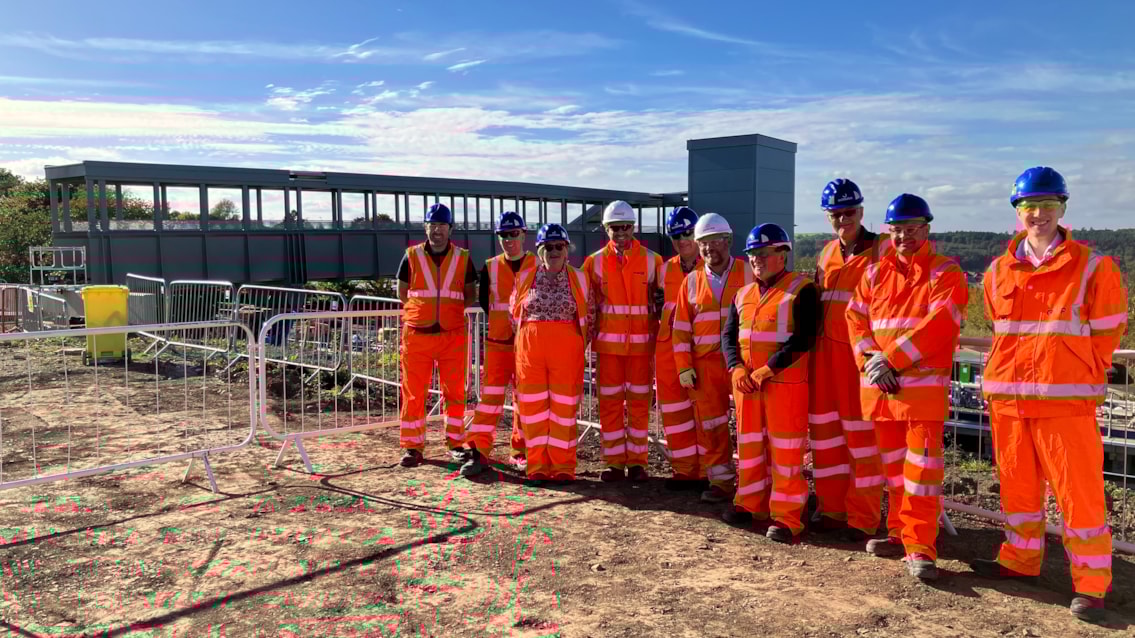 Key milestone reached as new Okehampton Interchange station takes shape: Stakeholders and Network Rail staff at Okehampton Interchange 30-09-25