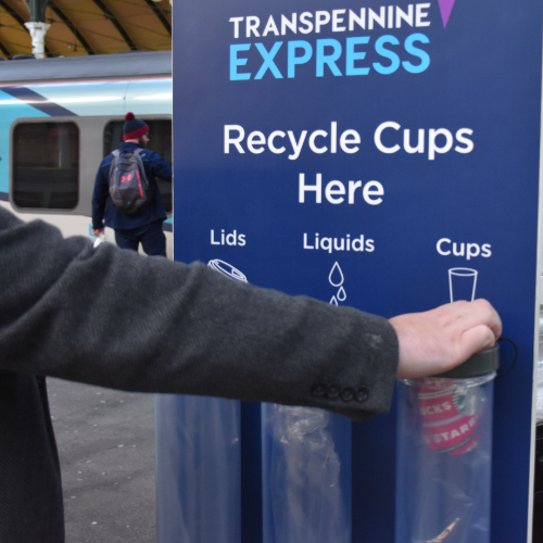 Coffee cup recycling bins