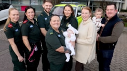 l-r Caitlin Macbeth, Lynsey Bancroft, Tom Little, Naomi Poulton, Danielle Richards, Theodore Richards, Leigh Richards and (front) Toni Hackett holding baby Sebastian cropped