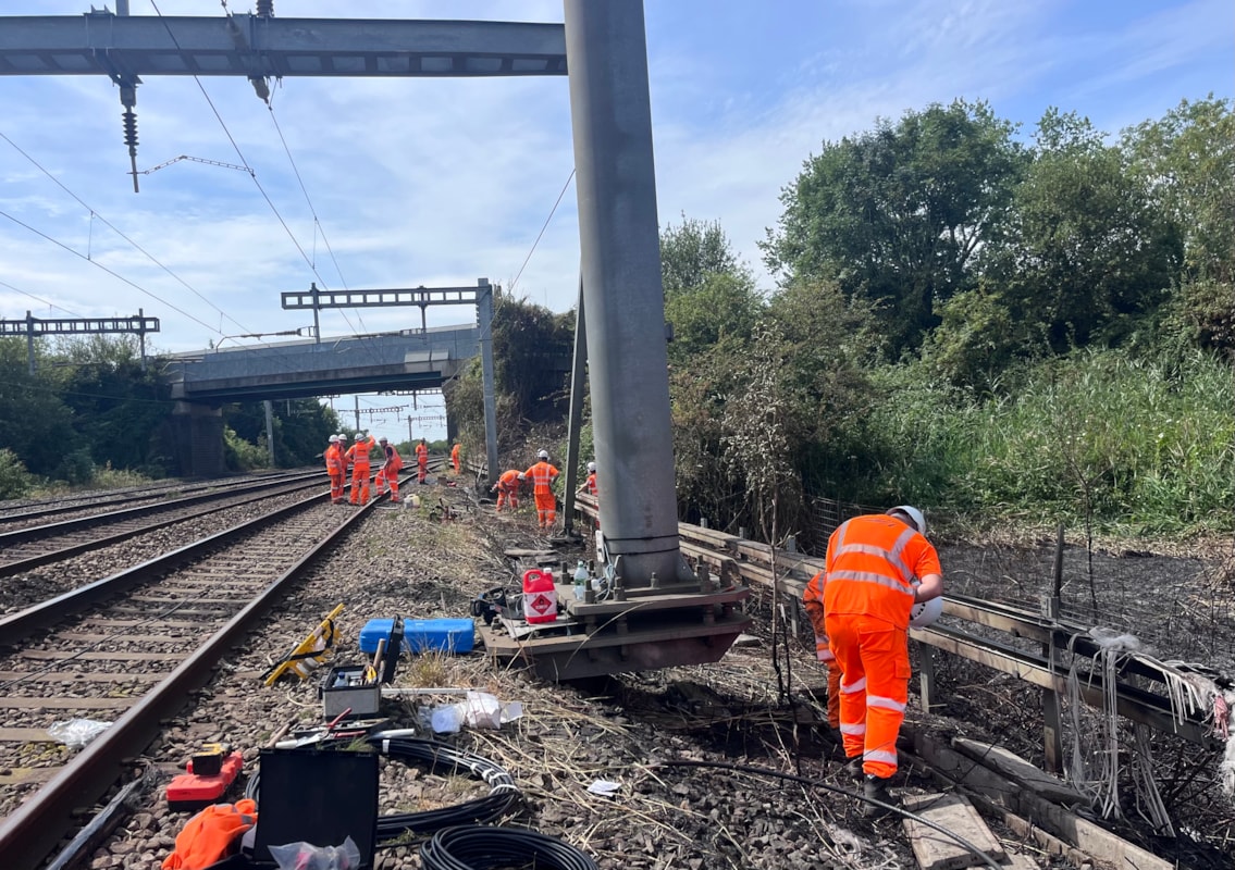 Lineside fire Newport-Cardiff damage