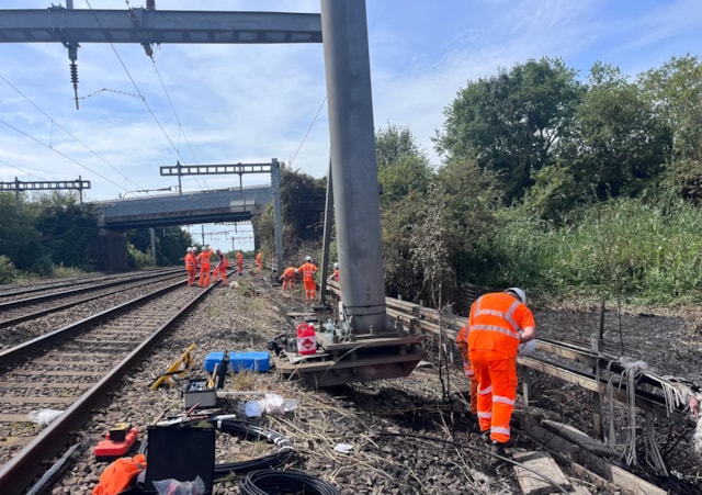 Lineside fire Newport-Cardiff damage: Lineside fire Newport-Cardiff damage