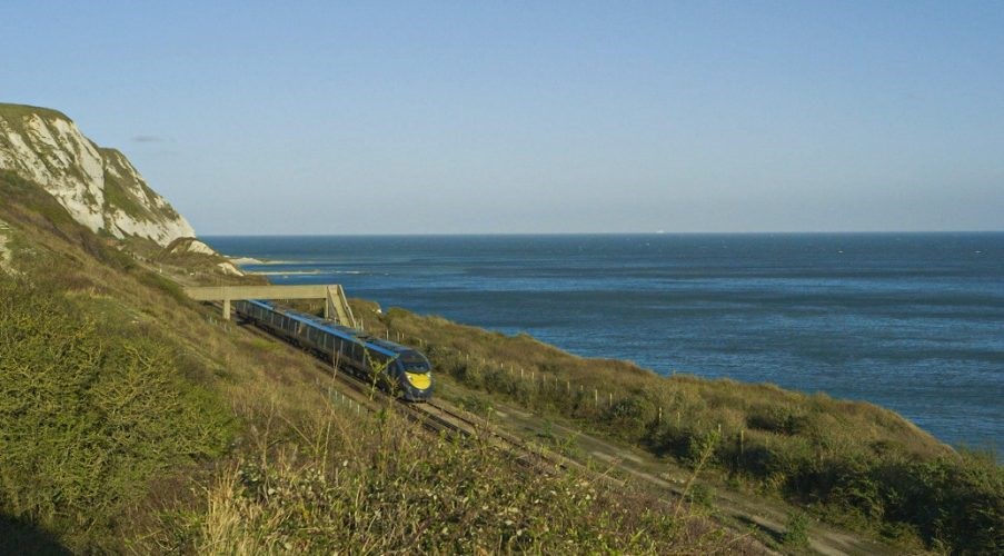 Milestone achievement for Network Rail as drive for a greener railway picks up pace: NR- train at Dawlish