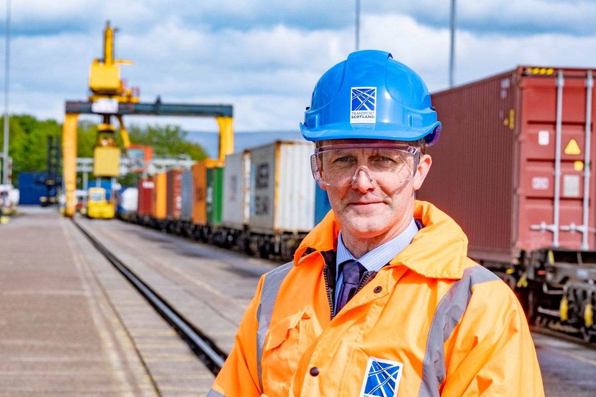 Transport Secretary Michael Matheson at freight yard ii