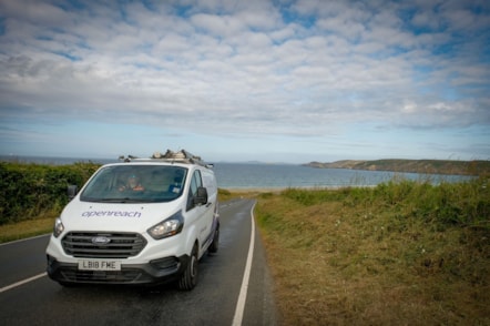 Openreach Van on road newgale