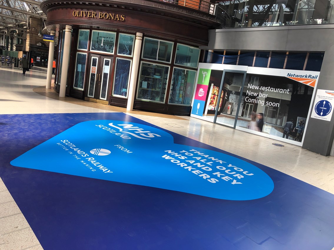 Stations floored by support for our NHS heroes: Glasgow Central NHS floor vinyl