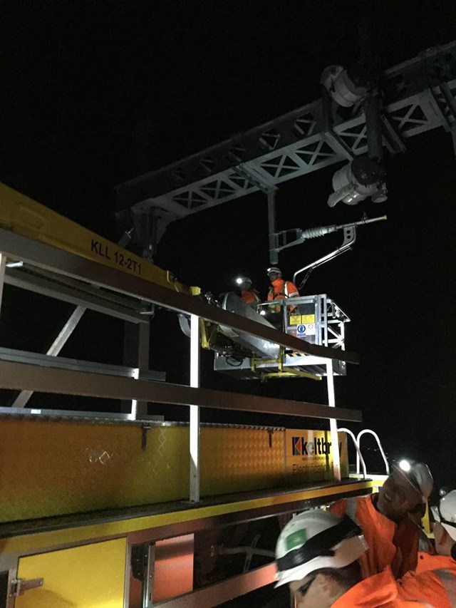 Railway neighbours invited to find out more about upgrades between Preston and Blackpool: Installation of overhead electrification wiring 1