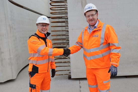 HS2 embraces off-site manufacturing for first three ‘pre-fab’ green tunnels: Colin Richardson (L) and Andy Swift (R) at Stanton Precast in Ilkeston Nov 2021