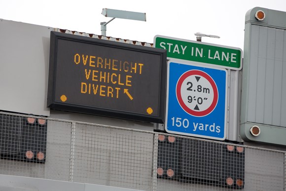 Height restrictions at northbound Blackwall Tunnel