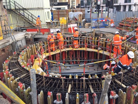 The top of the vent shaft during construction. (Copyright TfL)