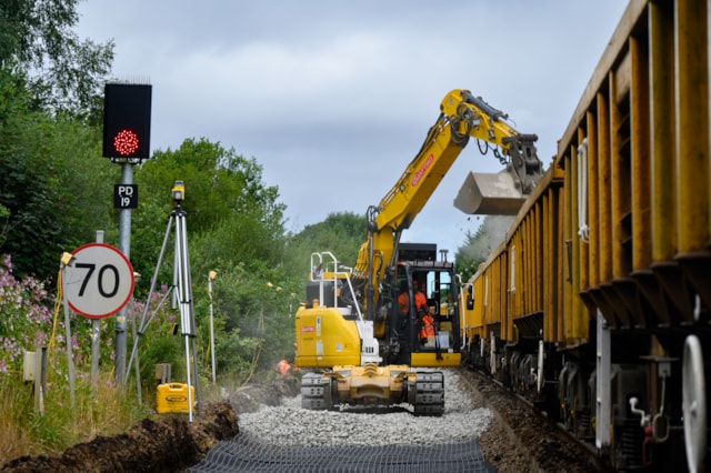 Ballast being removed during Parbold track upgrades July 2026: Ballast being removed during Parbold track upgrades July 2026