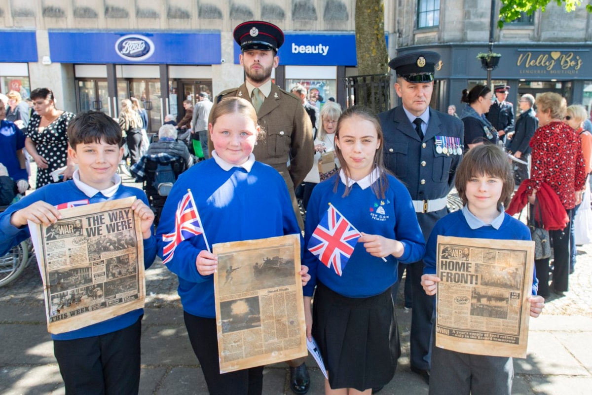 Primary school pupils from New Elgin Primary attended the VE Day service.

Image: Jason Hedges/DC Thomson