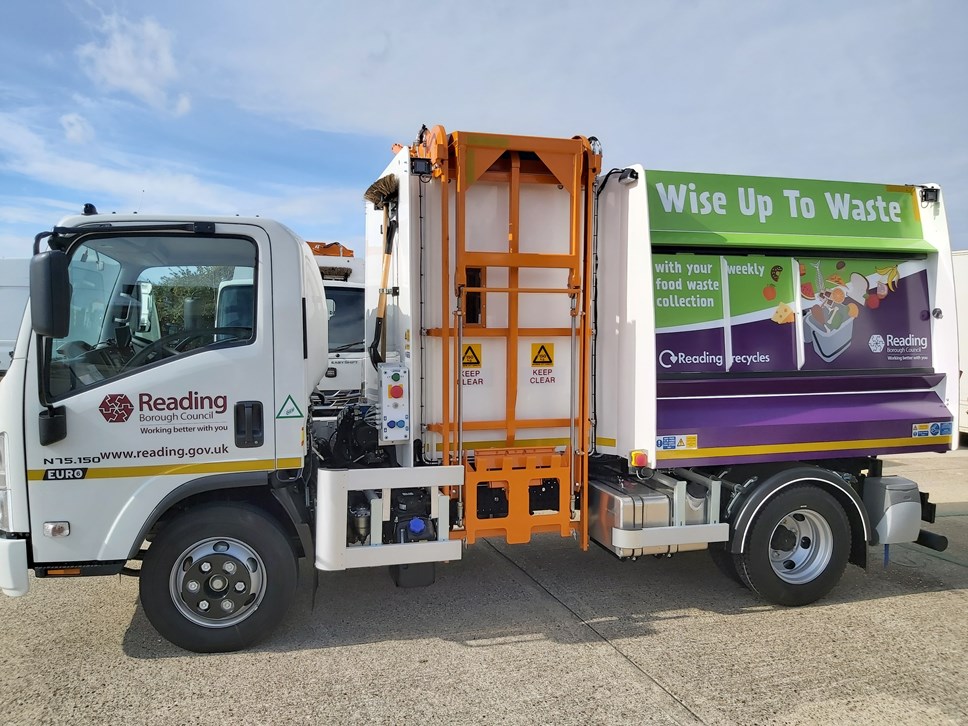 One of Reading's food waste collection vehicles which residents now have the chance to name