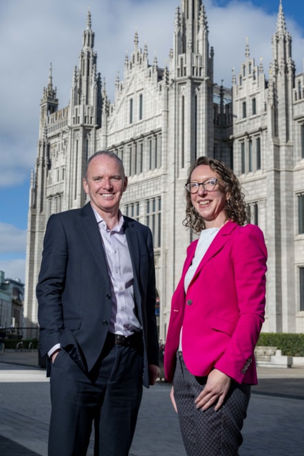 Scottish Enterprise Chief Executive, Adrian Gillespie, and North East Transition Director, Bethan Vasey, in Aberdeen