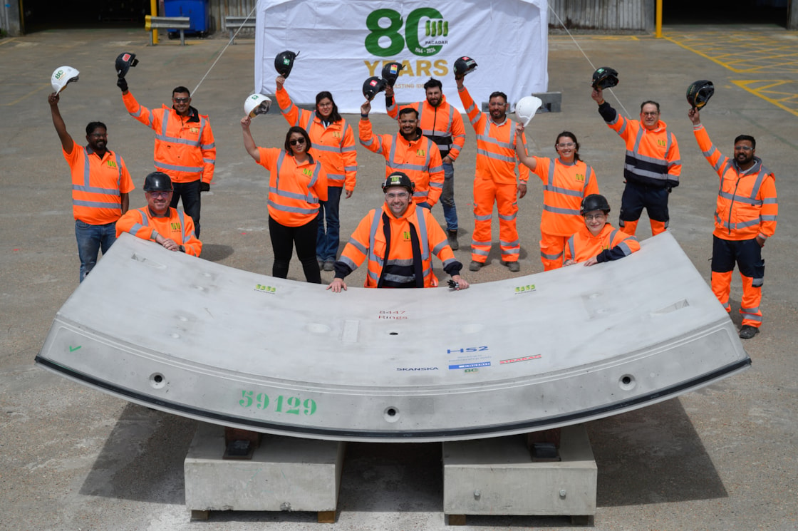 HS2 tunnel segment casting complete at PACADAR UK Isle of Grain factory-4: Staff at PACADAR UK celebrate the completion of  tunnel segments casting for HS2 London Tunnels at the PACADAR factory on the Isle of Grain in Kent. PACADAR are manufacturing the London Tunnel segments as a sub-contractor for our London tunnels contractor Skanska Costain STRABAG (SCS) joint venture.