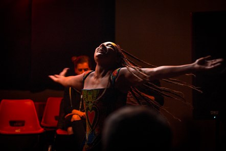 Mara Menzies performing at the Workers Theatre Weekender, 2017