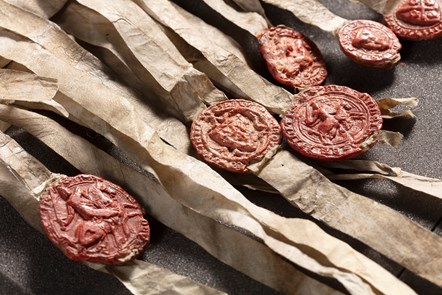 Seals from the Declaration of Arbroath credit Mike Brooks © King's Printer for Scotland, National Records of Scotland, SP13-7