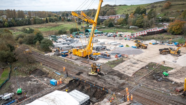 Time-lapse released of Calder Valley line flood protection work: Littleborough culvert work during railway closure