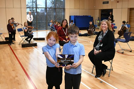 Bellsbank PS celebrate with the Youth Music Initiative team