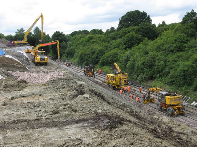 Bosty Lane Landslip 3: Another picture of engineering work to clear up landslip in Bosty Lane, Aldridge.